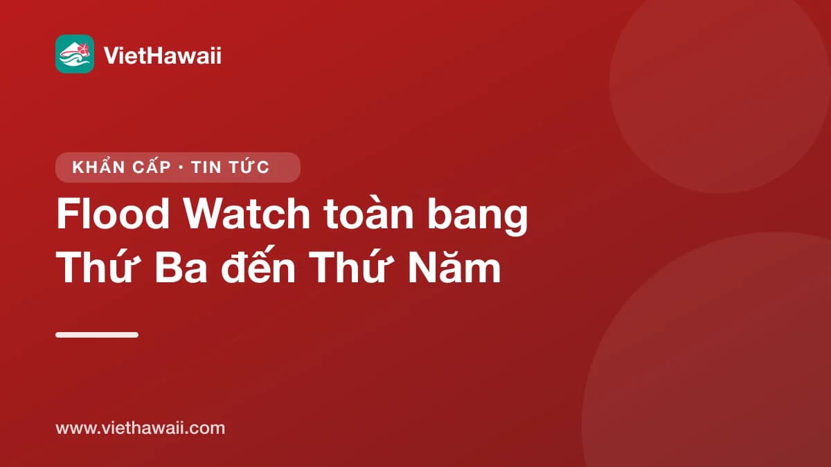 Hawaii có Flood Watch toàn bang từ Thứ Ba 27/10, mưa lớn có thể kéo dài đến Thứ Năm